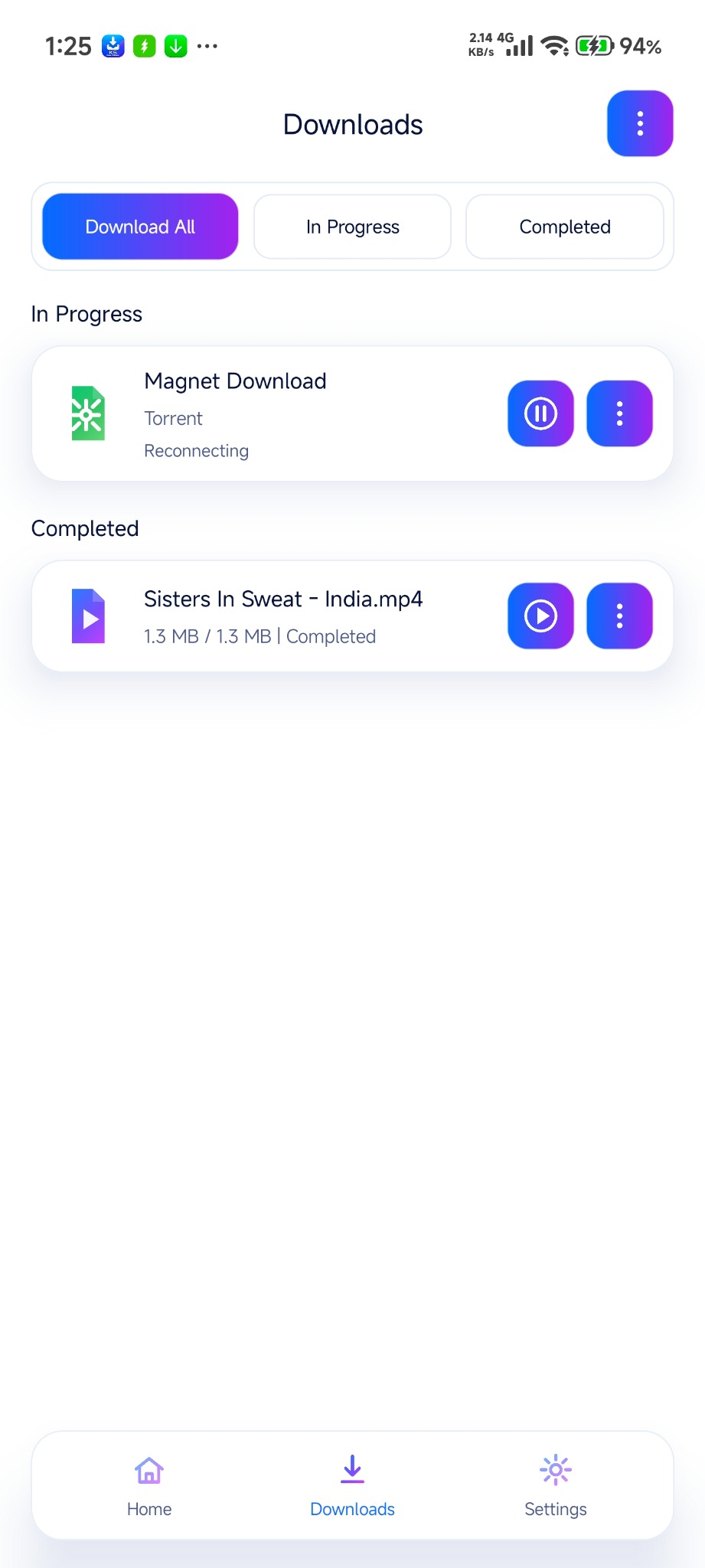 KS Downloader downloads screen light mode